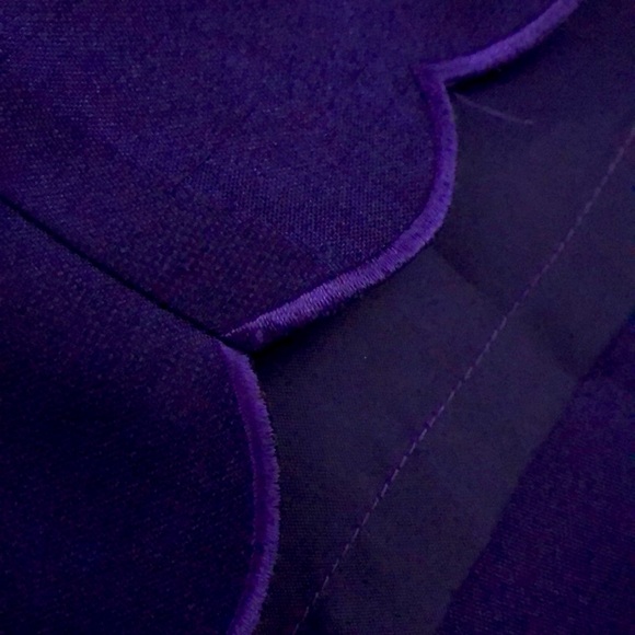 Kasper fully lined purple shiny polyester dress, neck and bottom detail. - Picture 6 of 8